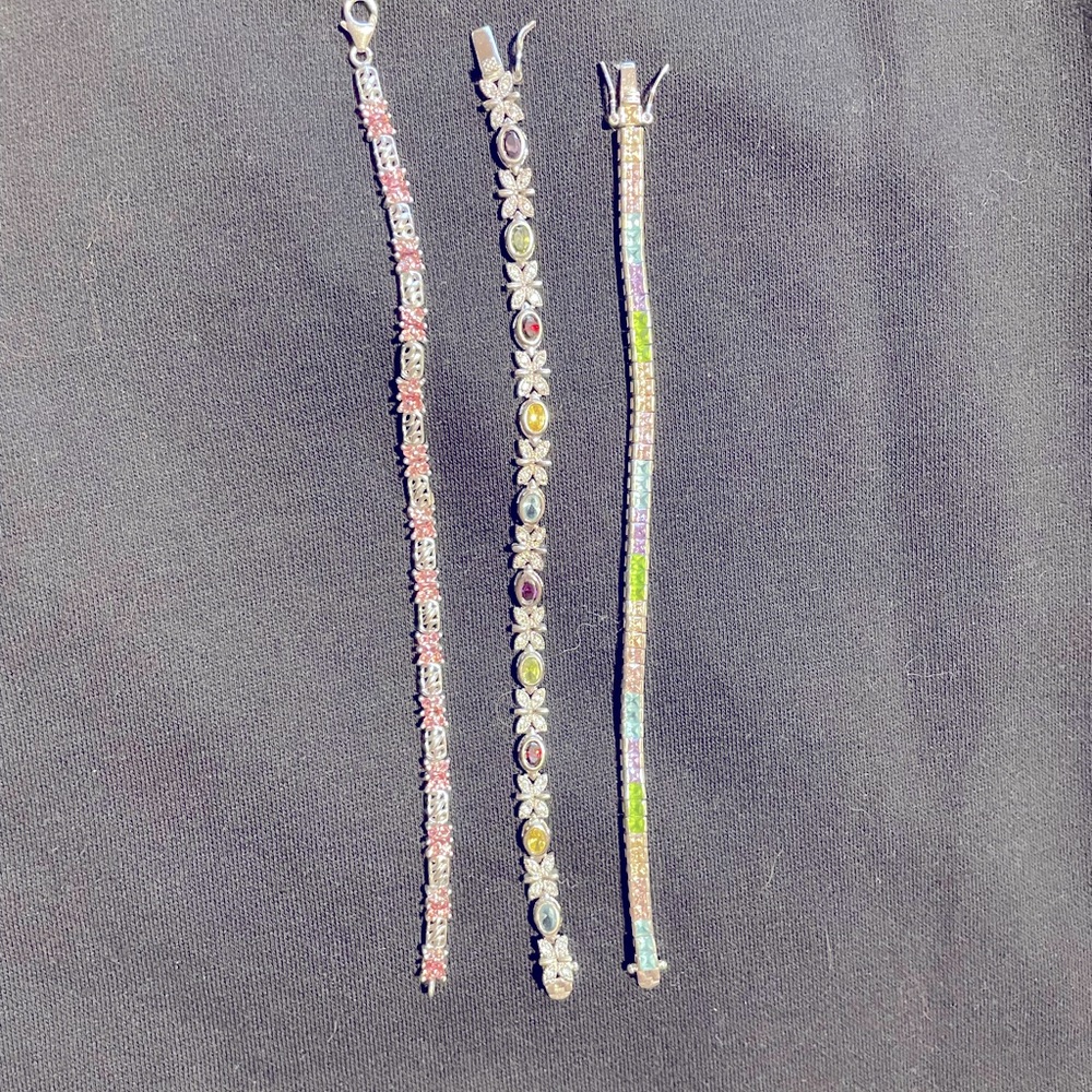 A lot of three sterling silver 7 inch bracelets